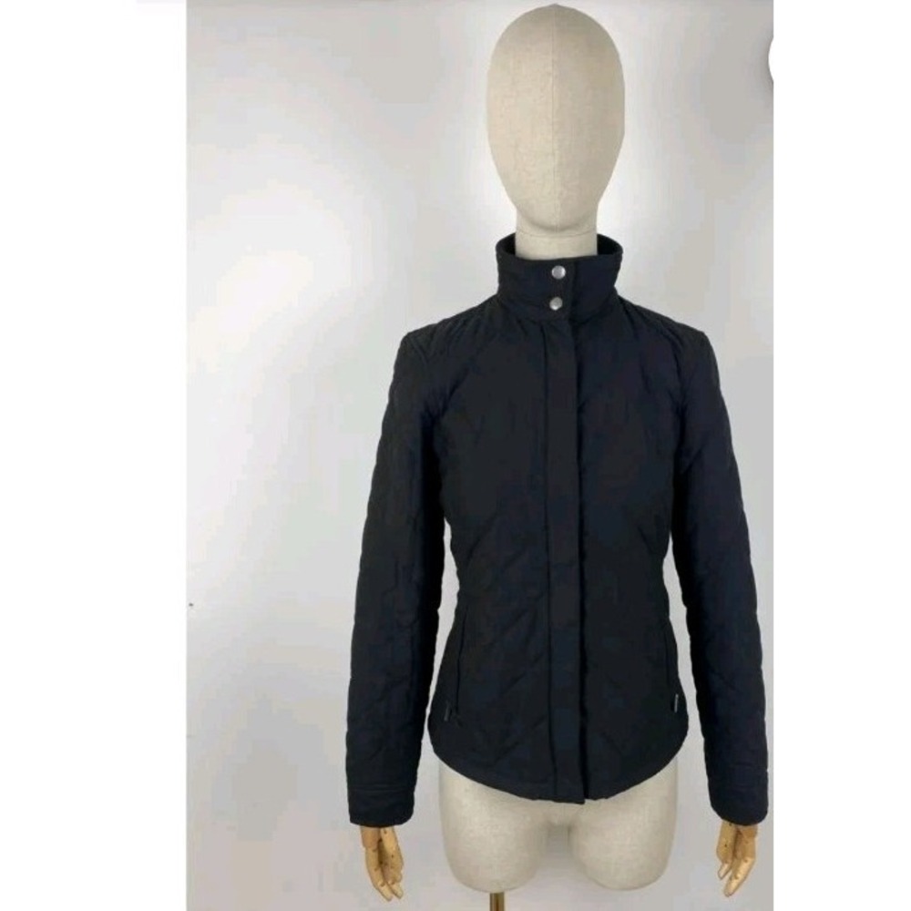 Ralph Lauren Women Size Medium Black Quilted Jacket Full Button And Zip Up